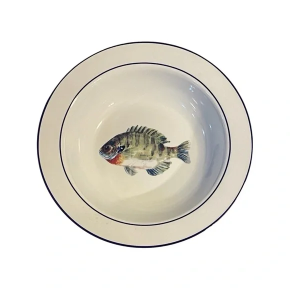Williams Sonoma La Mer 14" Large Serving Bowl Nautical Fish Decor Retired - Picture 3 of 4